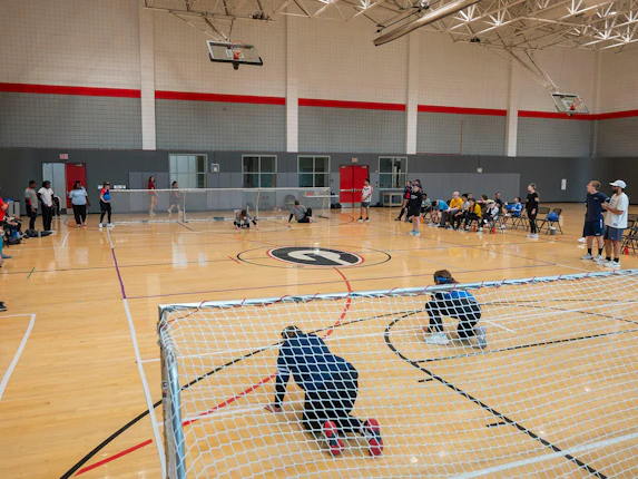 Panoramic view of Ramsey gym where the GoalDawgs camp took place
